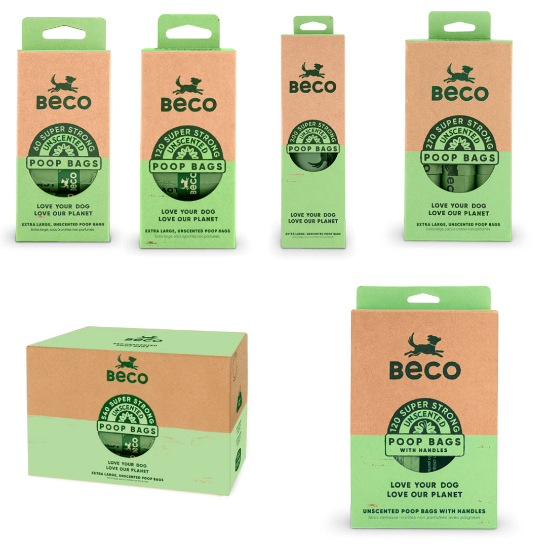 Beco Dog Poop Bags Poo Waste Sacks Unscented Strong Big Leak Proof